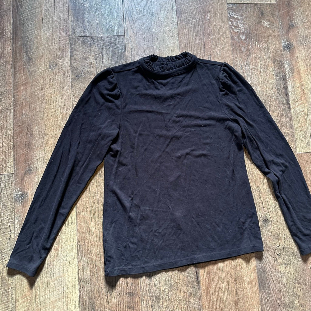 Women's Ann Taylor Factory Black Long Sleeve Mock Neck Top XS